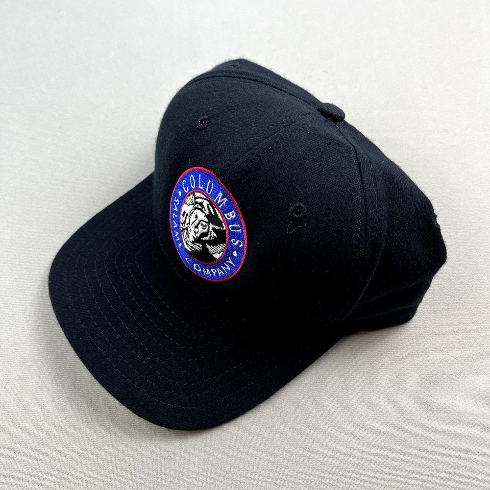 Vintage Columbus Hat Cap Snapback Black New Era Craft Meats Food Adjustable 90s